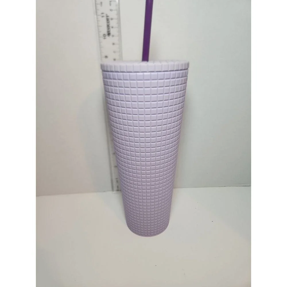 Starbucks 2021 Matte Lilac Lavender Grid Studded 24 oz Tumbler Soft Touch NEW
